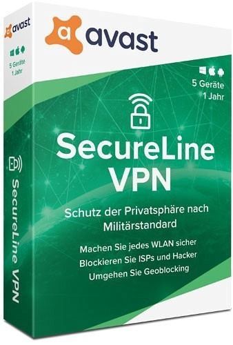 Avast SecureLine VPN, 5 Dispositivos 5 unidades / 1 ano